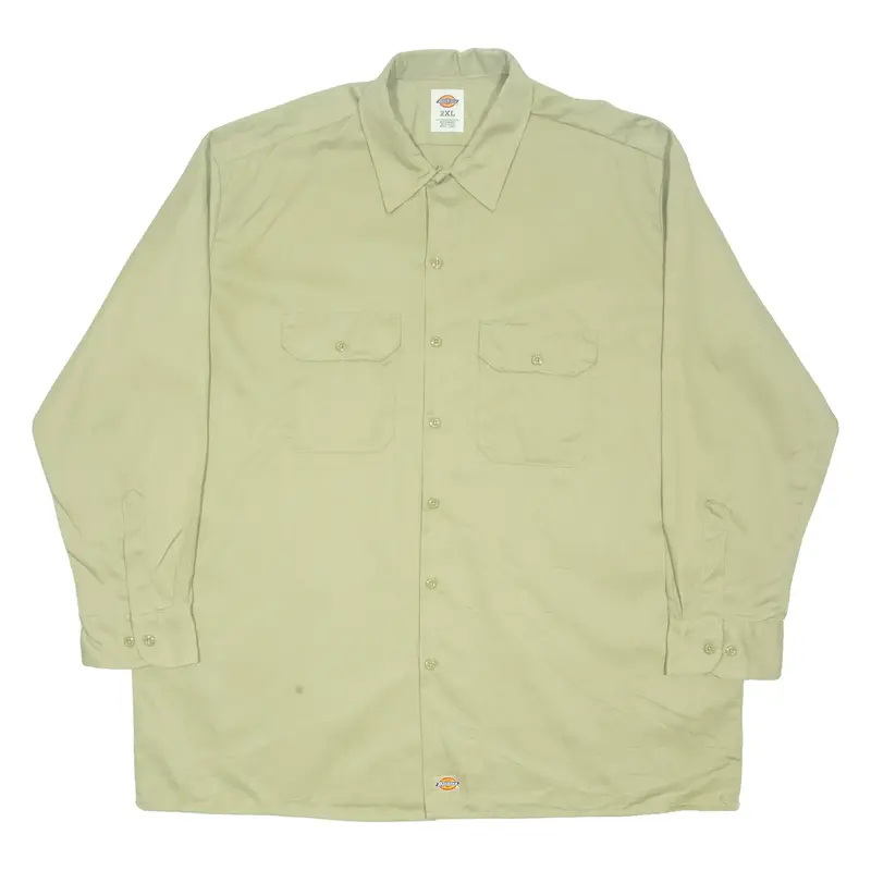 DICKIES Mens Plain Shirt Brown Long Sleeve 2XL