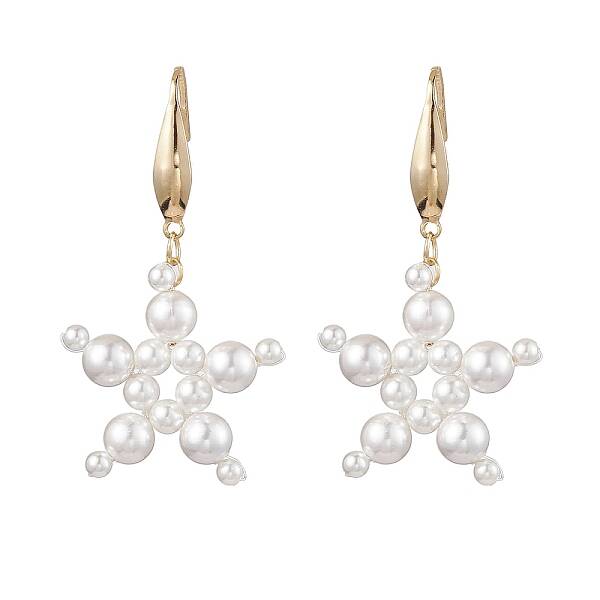 Star Shell Pearl Dangle Earrings