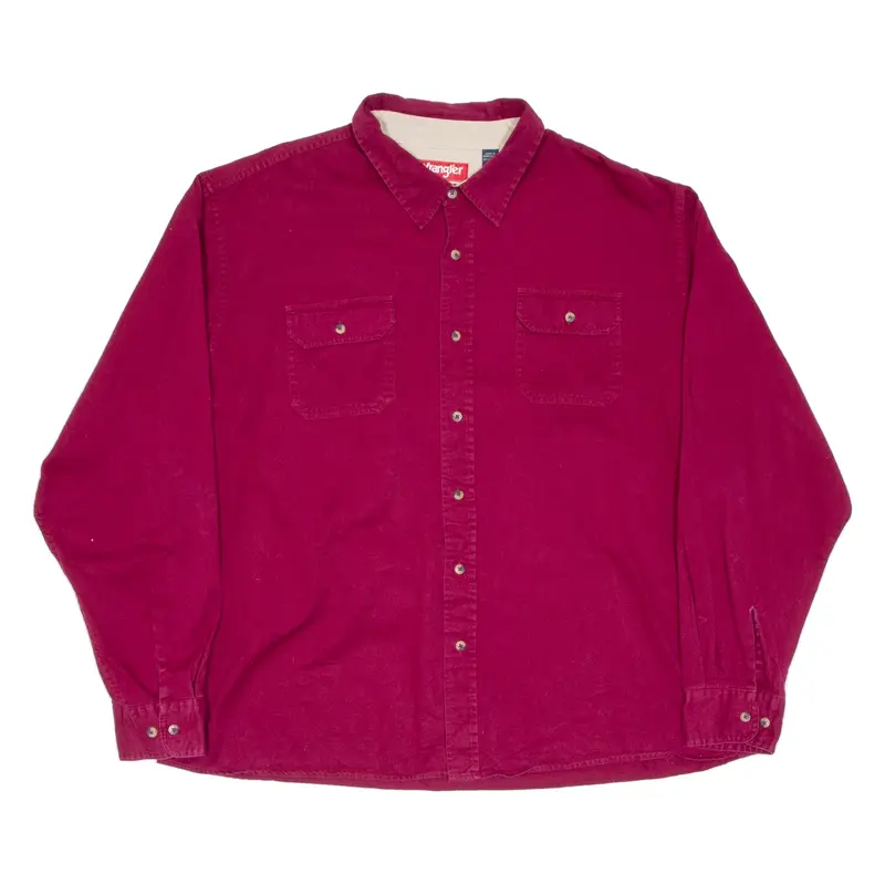 WRANGLER Mens Heavy Shirt Maroon Long Sleeve 3XL