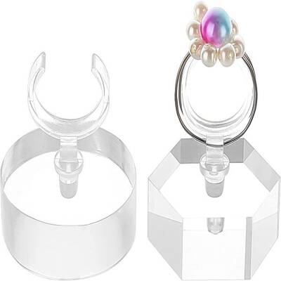 2Pcs 2 Style Transparent Acrylic Ring Display Rack