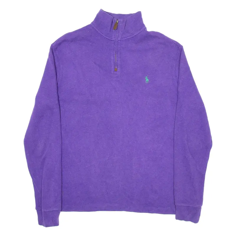 POLO RALPH LAUREN Mens Jumper Purple 1/4 Zip Tight Knit M