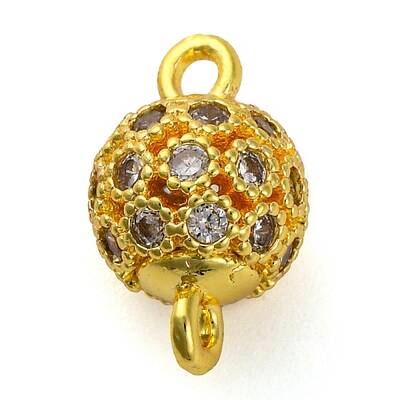 Brass Micro Pave Clear Cubic Zirconia Connector Charms