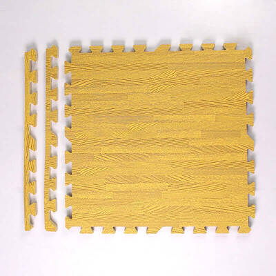 Wood Grain Foam Floor Mat Fully Paved | Color: Yellow | Dimensions: 30x30x1.2cm