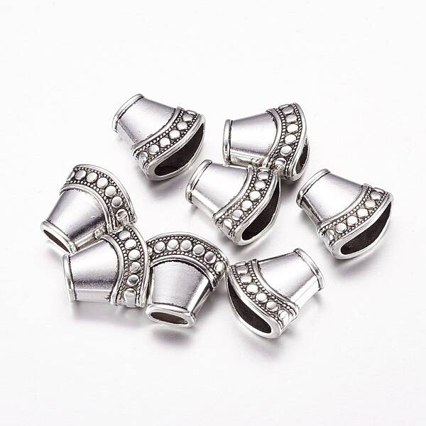 Antique Silver Tone Alloy Tibetan Silver Necklace End Tip Bead Caps