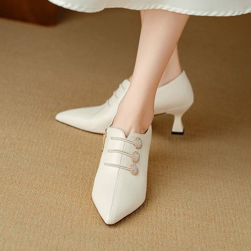 CHIKO Anona Pointy Toe Kitten Heels Oxfords Shoes