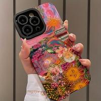 Vintage Flower Pattern Phone Case, Shockproof Phone Protective Cover, Phone Accessory Compatible with iPhone 16 15 14 13 12 1...