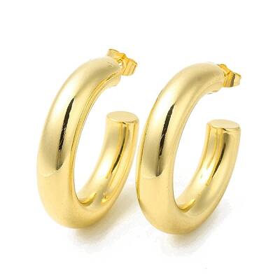 Brass Circle Stud Earrings