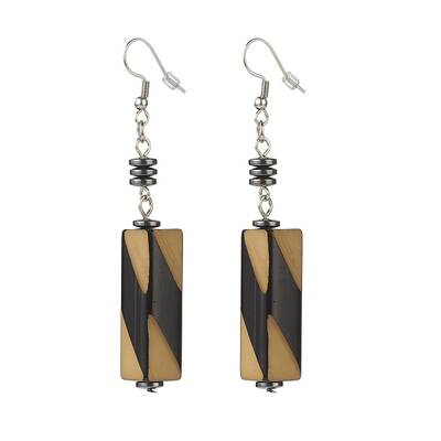 Acrylic Cuboid Dangle Earrings with Synthetic Hematite