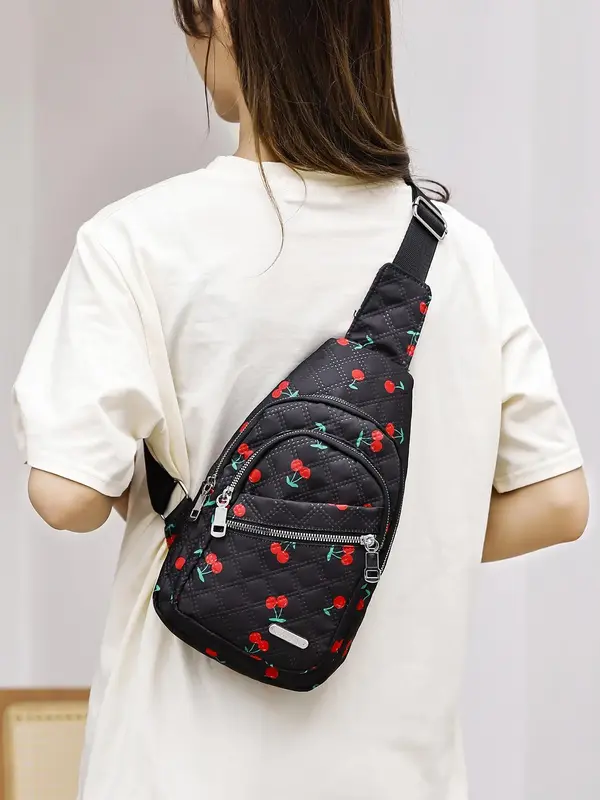 Women's Solid Color Quilted Fanny Pack, Fashionable Zipper Chest Bag for Daily Used, Casual Trendy Versatile High-quality Bel...