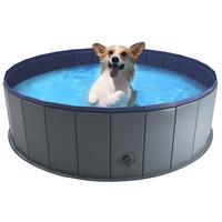 Niubya Foldable Dog Pool Collapsible Hard Plastic Pet Swimming Pool Portable Bath Tub for Dogs Cats 48x12 Inches Gray Color