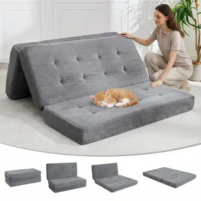 Garvee 6-Inch Tri-Fold Mattress, Foldable Floor Sofa Bed with High-Density Support Foam & Tufted Design – Portable Guest Be...