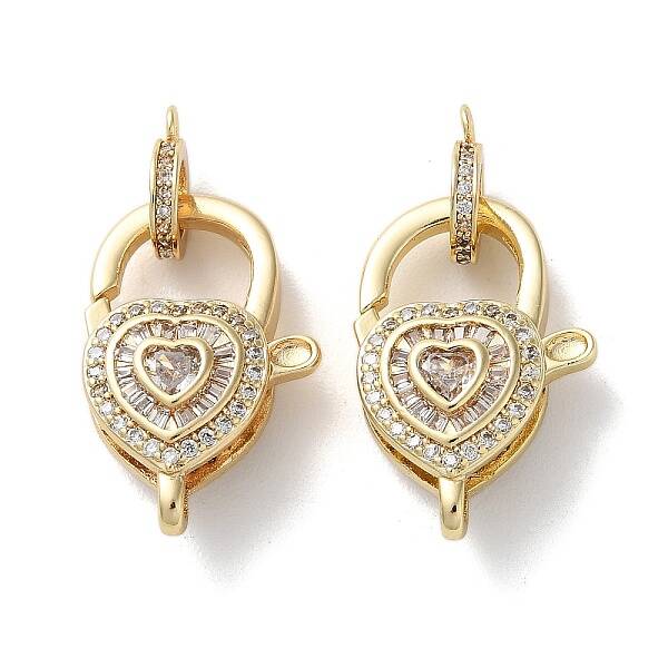 Brass Pave Clear Cubic Zirconia Lobster Claw Clasps