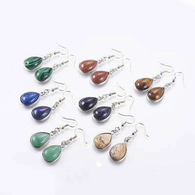 Natural & Synthetic Mixed Stone Dangle Earrings