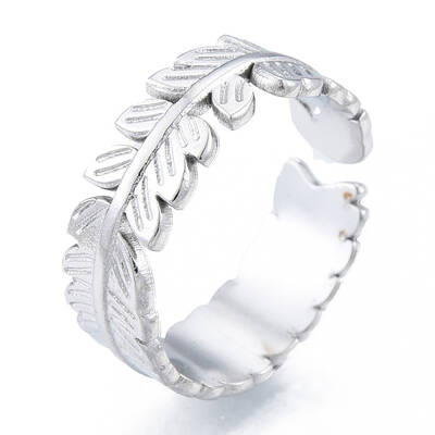 Non-Tarnish 304 Stainless Steel Leaf Cuff Rings