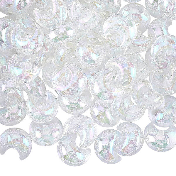 60Pcs UV Plating Transparent Acrylic Beads
