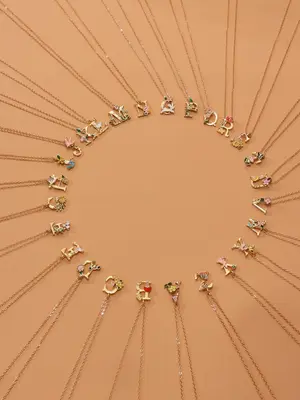 Women's Letter Decor Pendant Necklace, Fashion Necklace, Alphabet Initial Charm Decorative Jewelry
