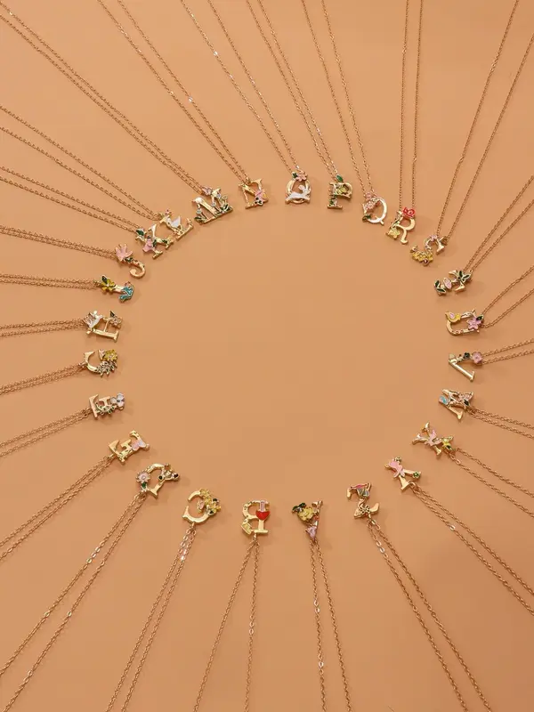 Women's Letter Decor Pendant Necklace, Fashion Necklace, Alphabet Initial Charm Decorative Jewelry