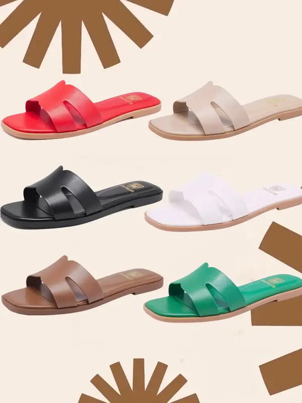 Women's Flat Sandals Dressy Comfortable Slide Sandals Girl  Fashion Square Open Toe Beach Sandals Summer Slippers Walking Sho...