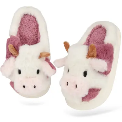 Woman and Man Cow Animal Slippers Cute Indoor Outdoor Plush Warm House Slippers Memory Foam Fuzzy Slippers(including root/not...