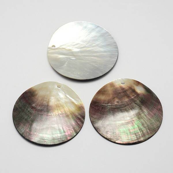 Flat Round Black Lip Shell Big Pendants