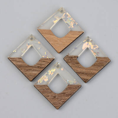 Transparent Resin & Walnut Wood Pendants
