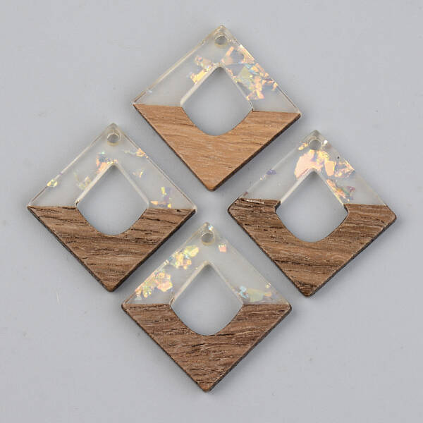 Transparent Resin & Walnut Wood Pendants