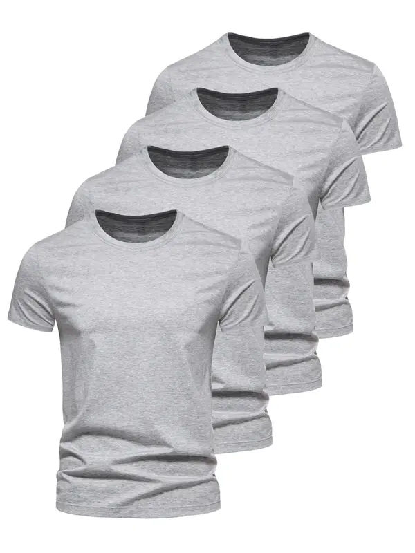 Men's Plain Breathable Round Neck Tee, Casual Streetwear Crewneck Shortsleeve T-shirt for Summer, T Shirts for Men, Men Cloth...