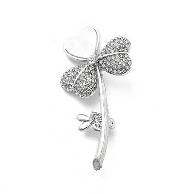 Heart Flower Alloy Crystal Rhinestone Brooches