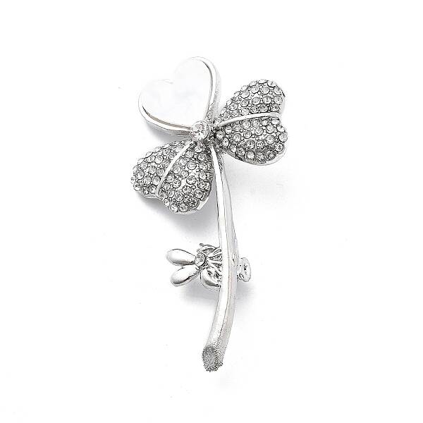 Heart Flower Alloy Crystal Rhinestone Brooches