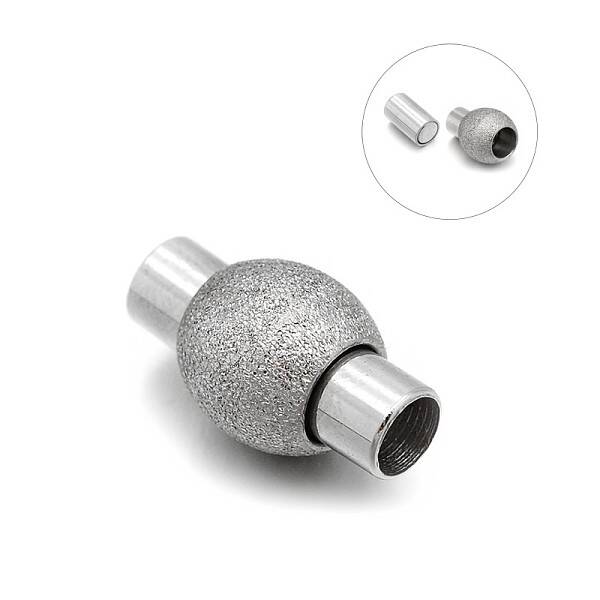Tarnish Resistant 304 Stainless Steel Textured Magnetic Clasps with Glue-in Ends