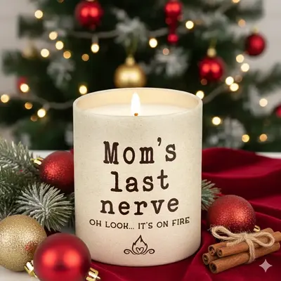 Mom’s Last Nerve Candle – Funny Birthday Gift, Christmas Gift, Xmas Gift for Mom, Stepmom, Bonus Mom, New Mom | 10oz Vani...