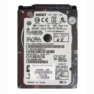 666288-003 HP 500GB 5400RPM SATA 6Gb/s 8MB Cache 2.5-inch Hard Drive