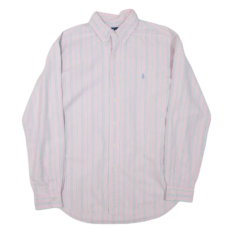 RALPH LAUREN Mens Shirt Pink Striped Long Sleeve L