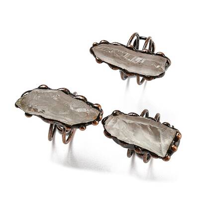 Irregular Rectangle Natural Green Quartz Adjustable Rings