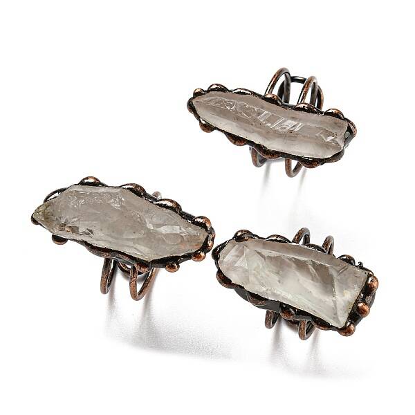 Irregular Rectangle Natural Green Quartz Adjustable Rings