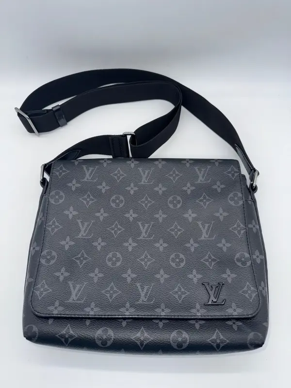 Pre-owned Louis Vuitton Coated Canvas Messenger Bags Monogram Eclipse District PM Messenger Crossbody