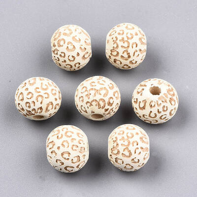 Painted Natural Wood Beads
