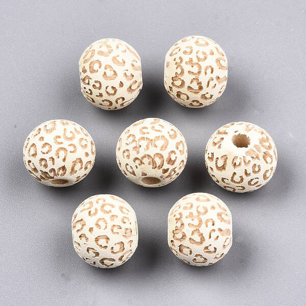 Painted Natural Wood Beads