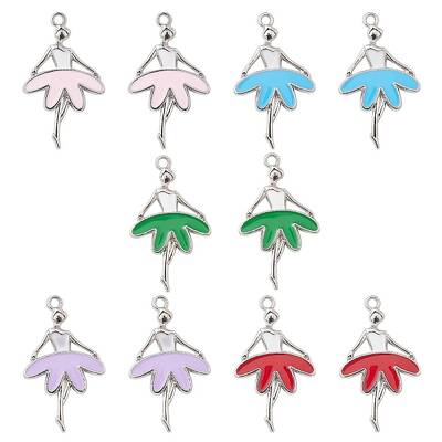 10Pcs 5 Colors Alloy Enamel Pendants