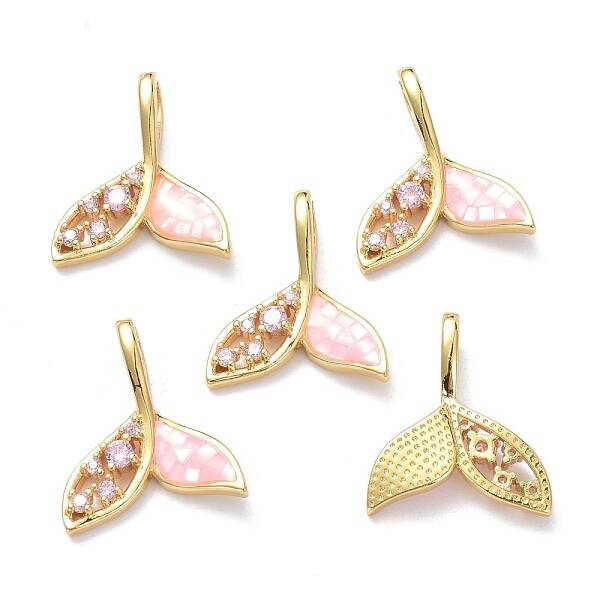 Brass Micro Pave Plum Cubic Zirconia Pendants