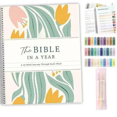 [2 free gift] The Bible in a Year - 52-Week Bible Study Guide & Spiral Workbook | Yearlong Faith-Building Plan with 52 Weeks ...