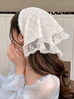 Women's Boho Style Lace Fashion Hair Scarves, Vintage Flower Design Head Scarves for Wedding Bridal Party Formal Occasions, F...