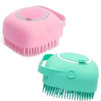 Silicone Pet Bath Brush & Shampoo Dispenser – Gentle Massage Grooming Tool for Dogs & Cats, Ergonomic Waterproof Brush with...