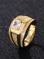 Hot Fashion Rhinestone Decorated Ring, Elegant Wedding Engagement Party Accessories for Men, Trendy All-match & Exquisite Jew...