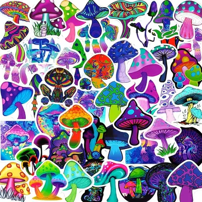 Cute Mushroom Pattern Car Body Sticker, Self Adhesive Car Window & Mirror Decorative Sticker, Cartoon Mushroom Graffiti Stick...