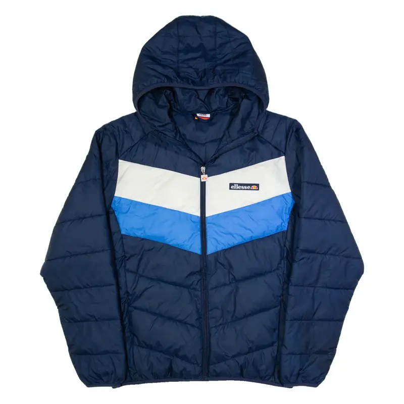 ELLESSE Mens Puffer Jacket Blue Hooded L