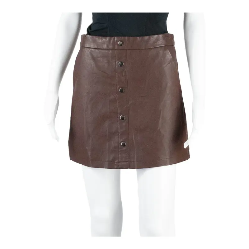 CRH CLOCKHOUSE Faux Leather Womens Straight Skirt Brown Short UK 10