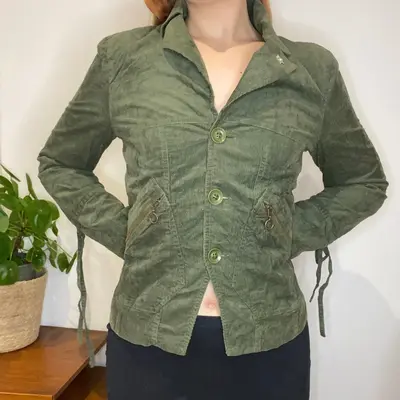 Aniye By Cord Jacket - Small Green Cotton