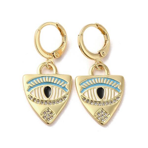Horse Eye Real 18K Gold Plated Brass Dangle Leverback Earrings