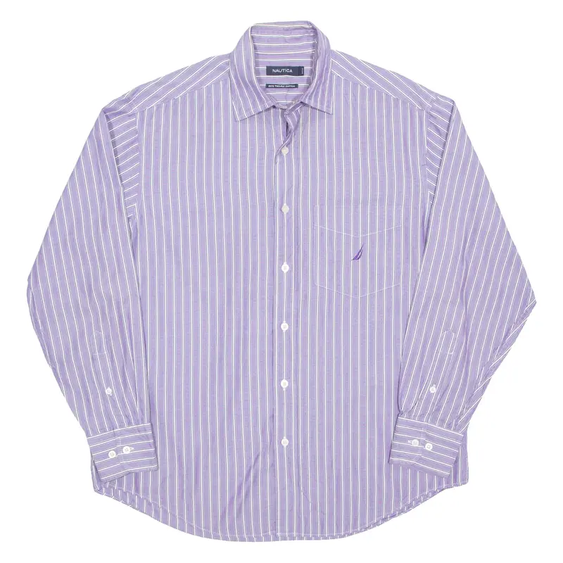 NAUTICA Mens Shirt Purple Striped Long Sleeve M